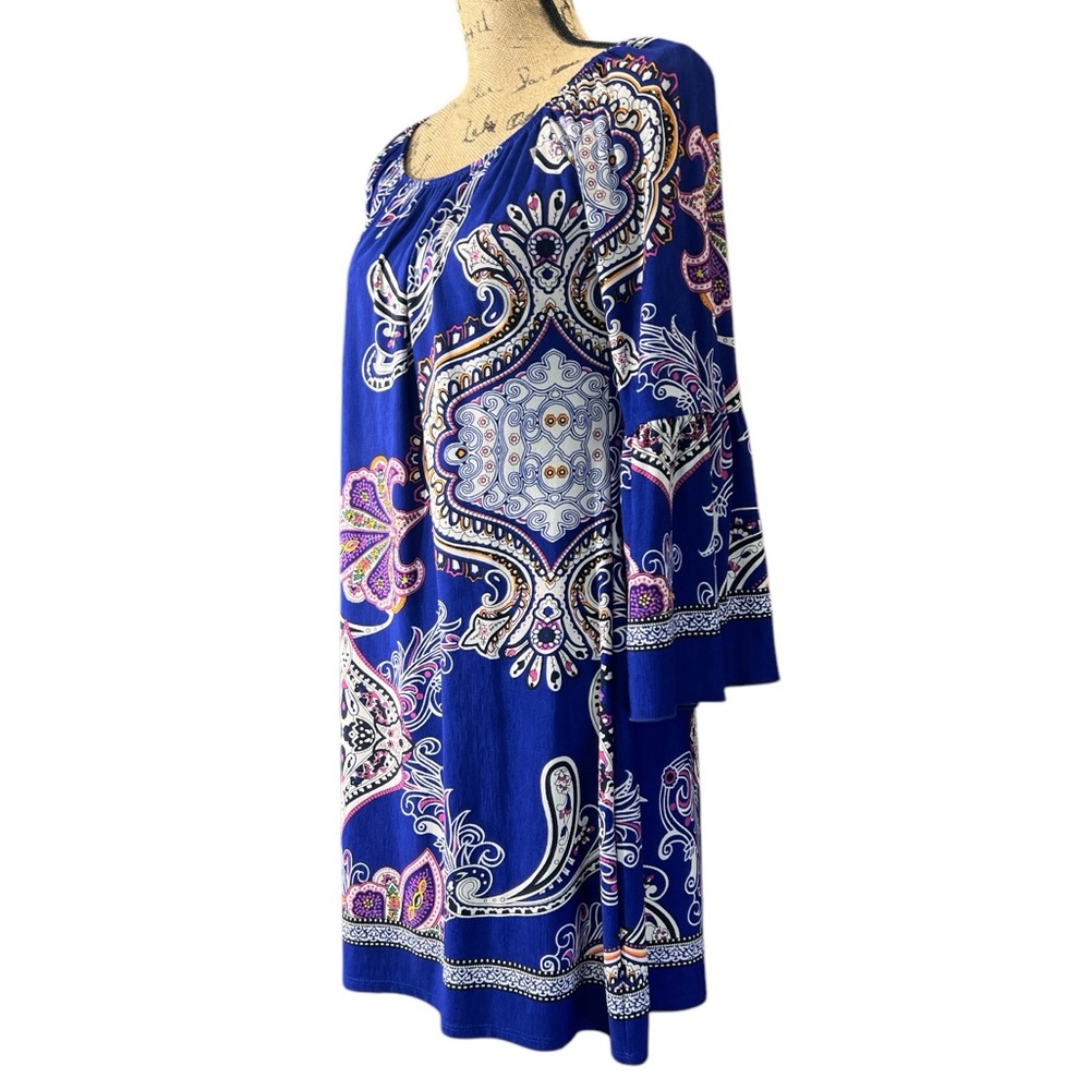 2 B Together EC dress featuring a blue paisley pattern with pink & white accents - Picture 4 of 6